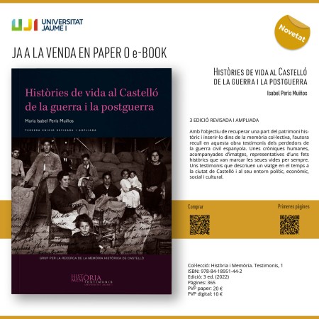 YA A LA VENTA EN PAPEL O e-BOOK "Històries de vida al Castelló de la guerra i la postguerra" Isabel Peris Muiños