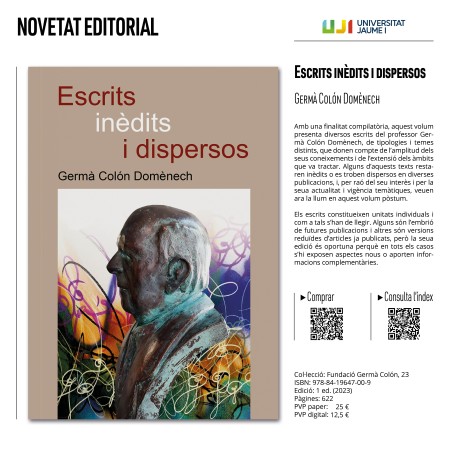 Novedad editorial «Escrits inèdits i dispersos»