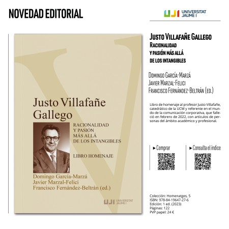 Novedad editorial «Justo Villafañe Gallego. Racionalidad y pasión más allá de los intangibles»