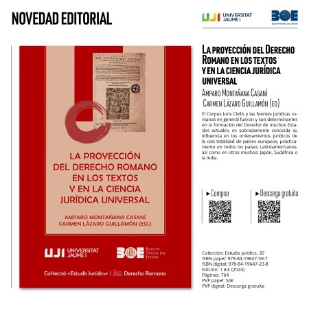 Novedad editorial «La proyección del Derecho Romano en los textos y en la ciencia jurídica universal. Temas y ejemplos»