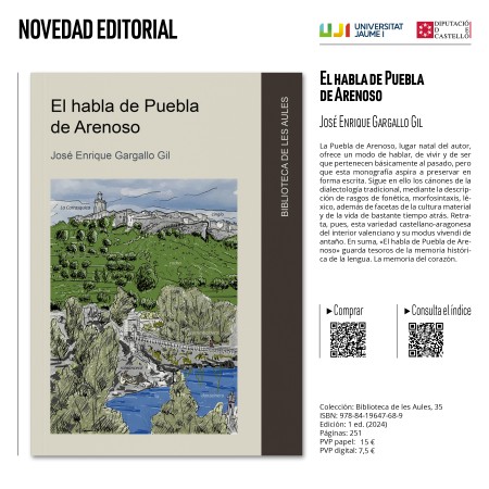 Novedad editorial «El habla de Puebla de Arenoso»