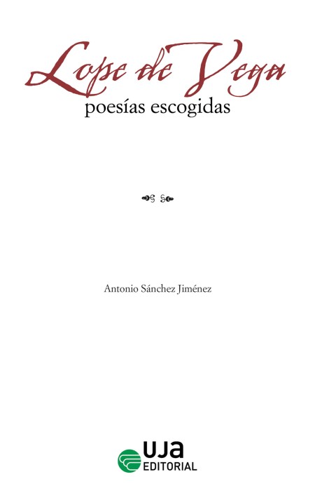 Novedad UJA Editorial. Lope de Vega: Poesías escogidas