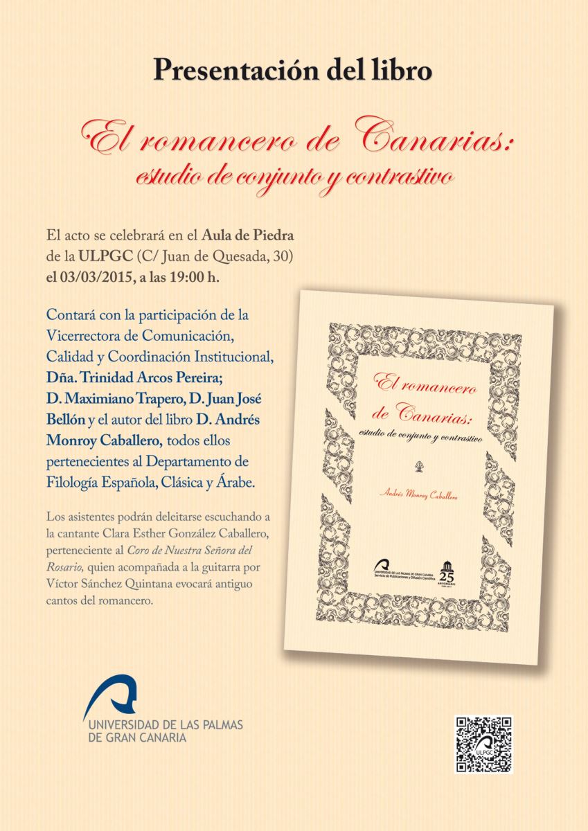 Presentación del libro "El Romancero en Canarias: estudio de conjunto y contrastivo", de Andrés Monroy Caballero