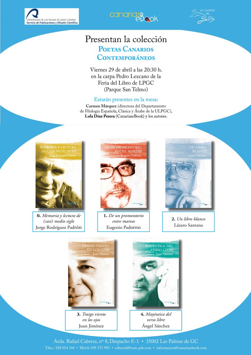 La Universidad de Las Palmas de Gran Canaria y CanariasEbook presentan la colección "Poetas Canarios Contemporáneos"