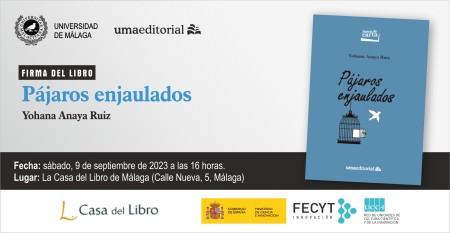 Firma del libro "Pájaros enjaulados"