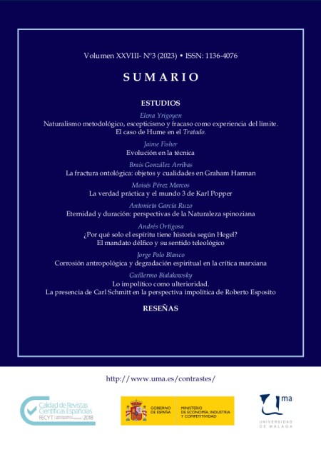 Publicado el tercer número del volumen 28 de la revista Contrastes