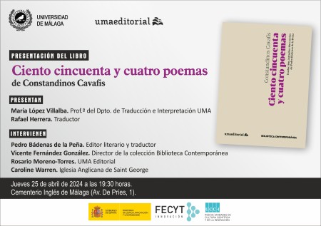 Presentación del libro Ciento cincuenta y cuatro poemas, de Cavafis
