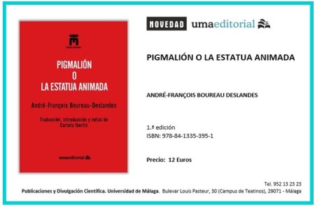 Novedad Editorial UMA. Pigmalión o la estatua animada