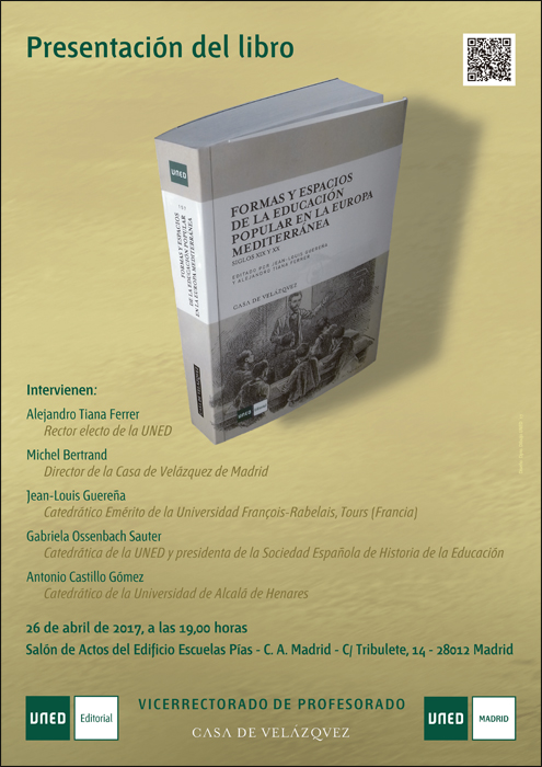 Editorial UNED presenta el libro "Formas y espacios de la educación popular en la Europa mediterránea, siglos XIX y XX"