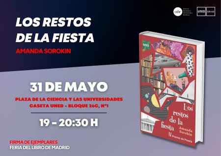 Firma de ejemplares de "Los restos de la fiesta". IV Premio de poesía 2022 de la Facultad de Filología de la UNED en la Feria del Libro de Madrid