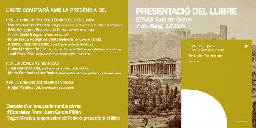 Presentación del libro "La idea del espacio en la arquitectura griega" de Rex Distin Martienssen